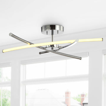 Crucis 31.5" Modern Metal Integrated LED Semi Flush Mount - JONATHAN Y